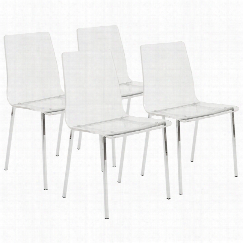 Contemporary Chloe Modern Acrylic And Chrome Set Of 44 Isde Chairs