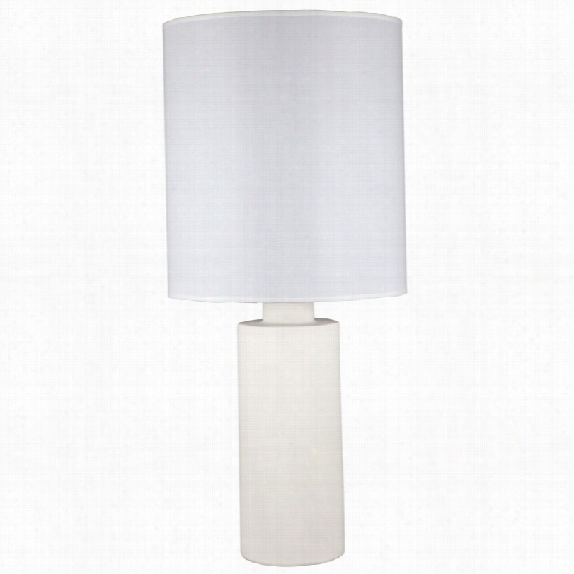 Contepmorary Circa White Ceramic Table Lamp With White Linen Hsade