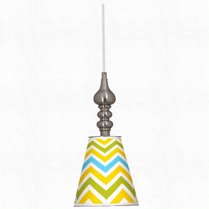 Contemporary Citrus Zig  Zag Art Shade 7 1/2-inch-w Signle Ligh Pendant