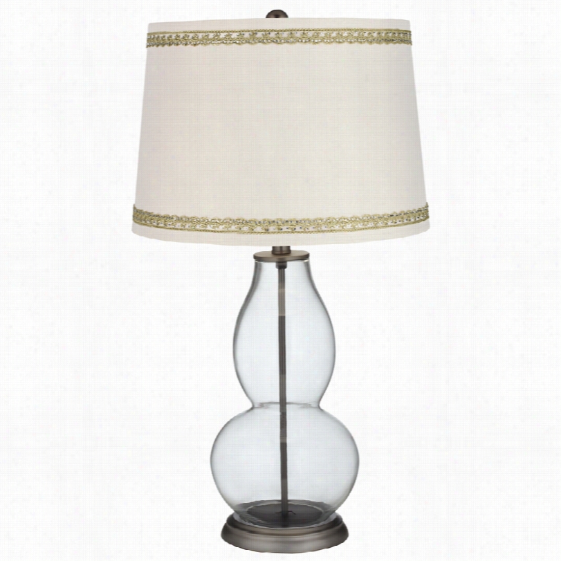 Contempoorary Clear Fillavlee Double Gourd Table Lamp With Rhinestoe Lace Trim