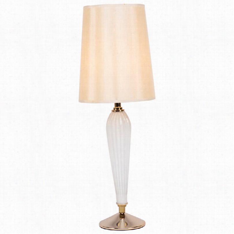 Contemporary Colette  Milk Glass Table Lamp With Eggshell Silk Obscure