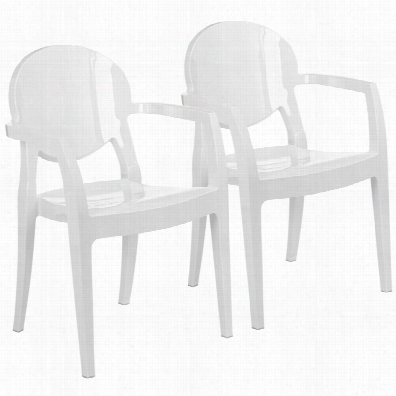 Contemporary Colico Indoor-outdoor Glissy White Armchair - Set Of 2