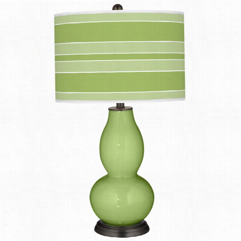Contemporary Color Plus Bold Stripe With Doubble Gourd Glass Table Lamp