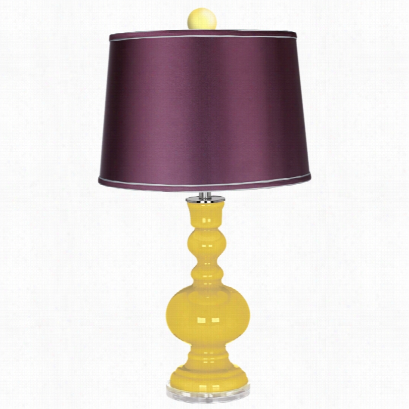 Contemporary Color Plus Finial And Satin Eggplant Shade Apoghecary Lamp