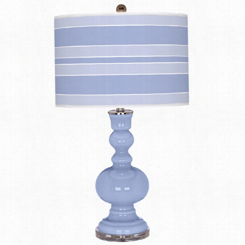 Contemporayr Colo Plus Lilac With Bold Stripe Drum Shade Table Lamp