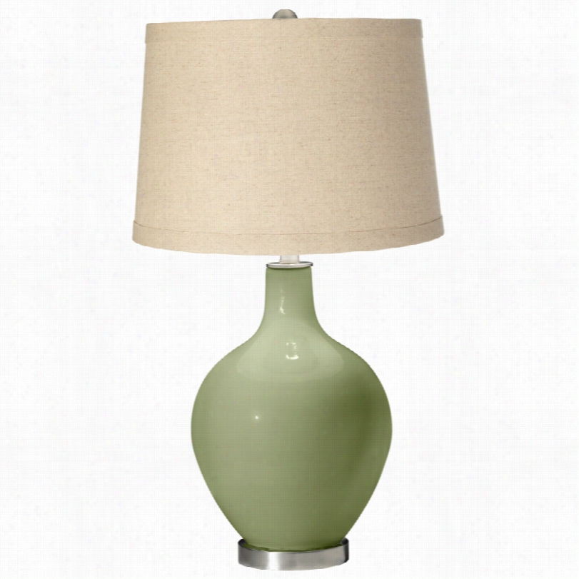 Contekprary Color + Plus Oatmeal Linen Shade Ovo Table Lamp