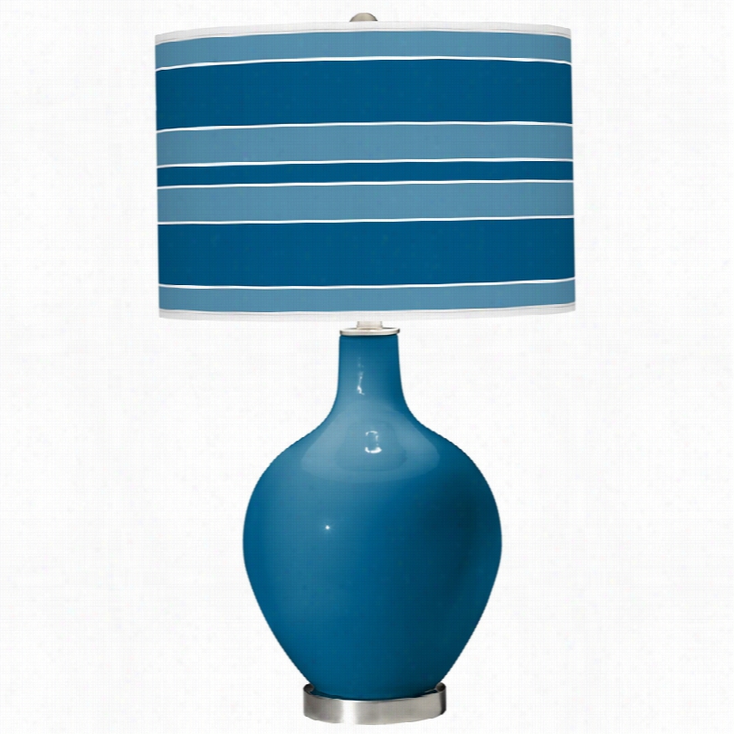 Contemporary Color Plus Ovo Mykonosb Lue  Glass Bold Stripe Table Lamp