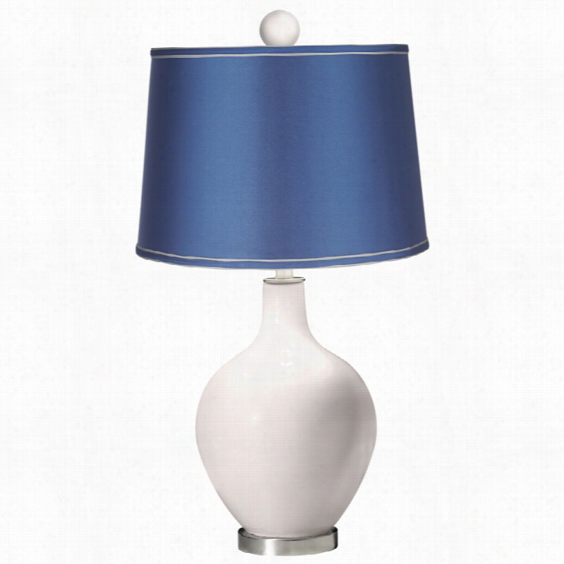 Contemporary Color Plus Ovo Satin Kbue Shade With Steel Table Lamp