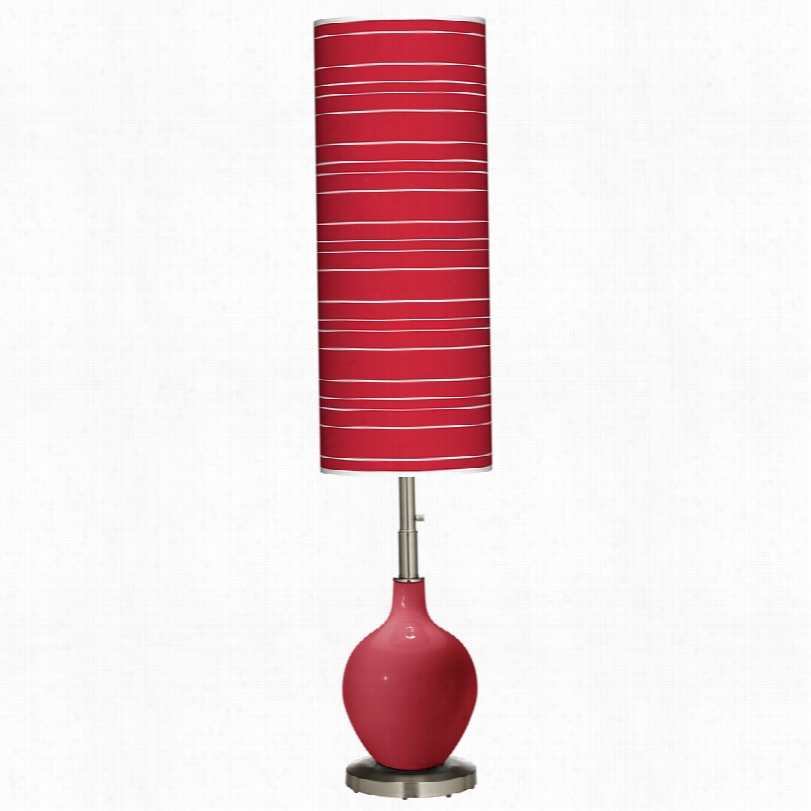 Coontemporary Disguise Pluus Ovo  Steel With Samba Red Bold Stroke  Floor Lamp