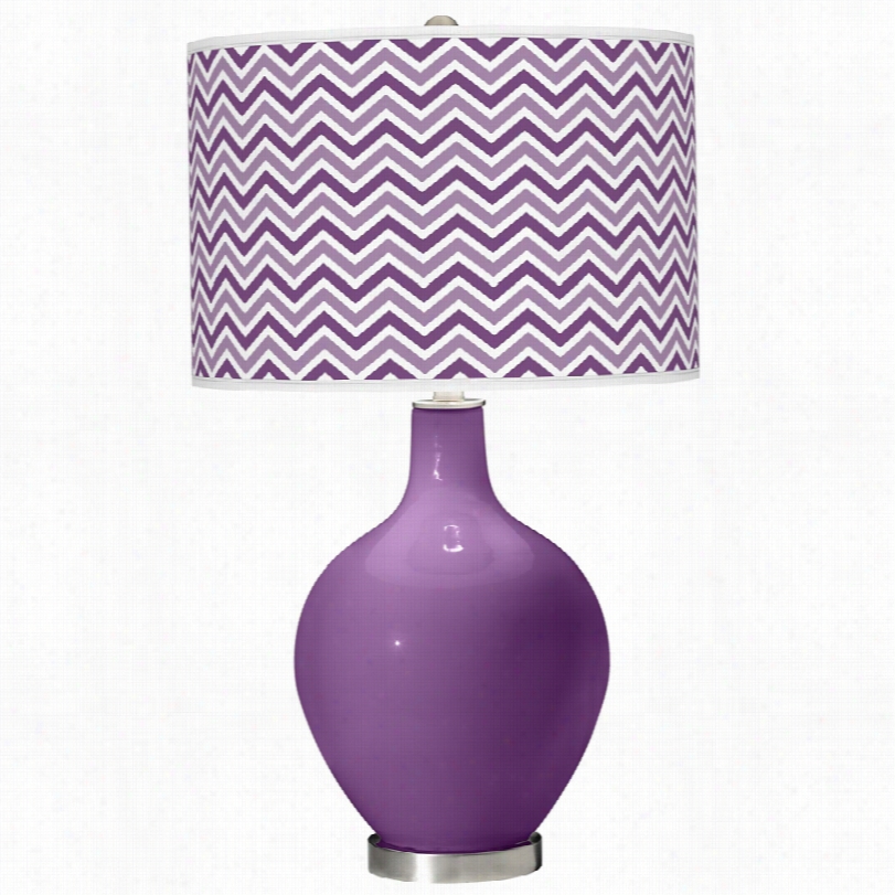 Contemporary Color Plus Passionate Purple Glass Zig Zag Ovo Table Lamp