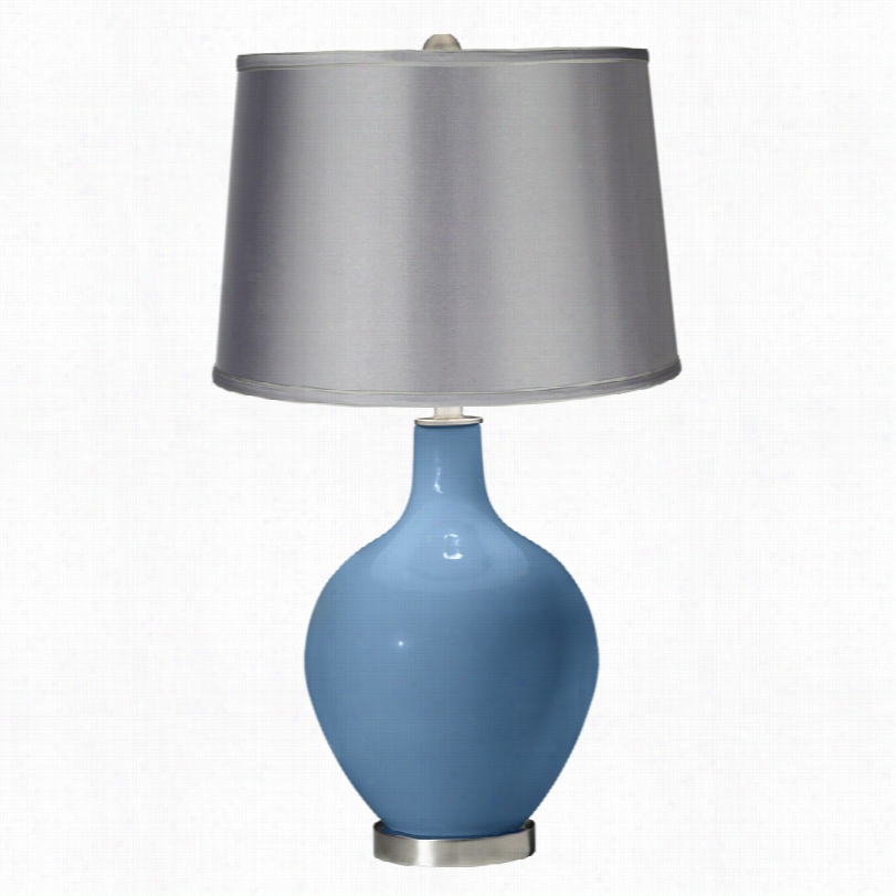 Conemporary Colorp Lus Securre Blue Sain Light Gray Ovo Table Lamp