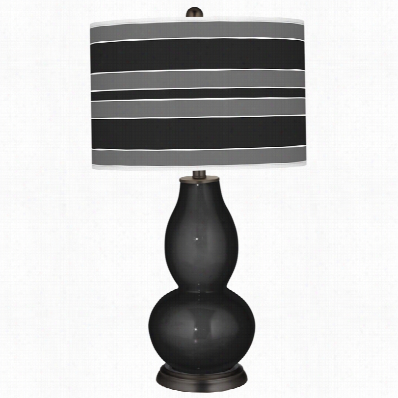 Contemporary Color Plus Tricorn Black Bold Tsripe Art Shade Table Lamp