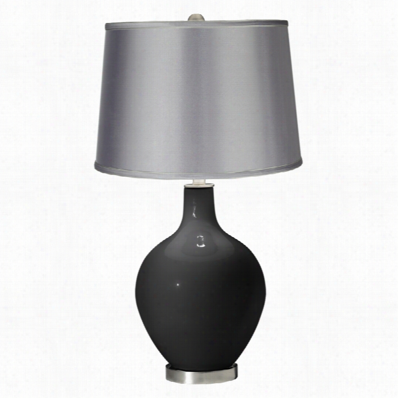 Contemporary Color Plus Tricorn Black Wit H Satin Light Gray Tabl Lamp