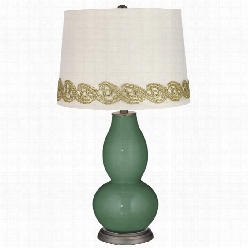 Contemporary Comfrey Fold Gourd Table Lamp With Vinne Lace Trim