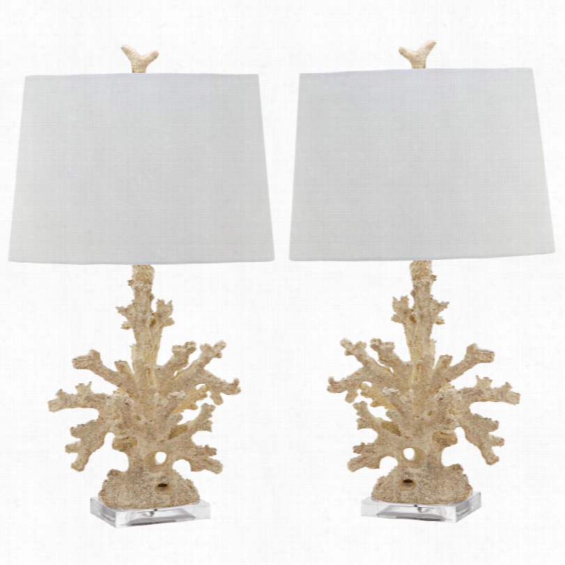 Contemopraey Coral Branch Creme Coastal Set Of 2 28-inch-h Table Lamp