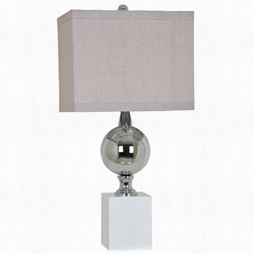 Contemporray Crestveiw Collection Palladium Shiny Nickel Metal Table Lamp