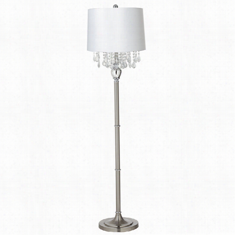Contemporary Crystals White  Shade Satin Steel 62 1/2-inch-h Floor Lamp