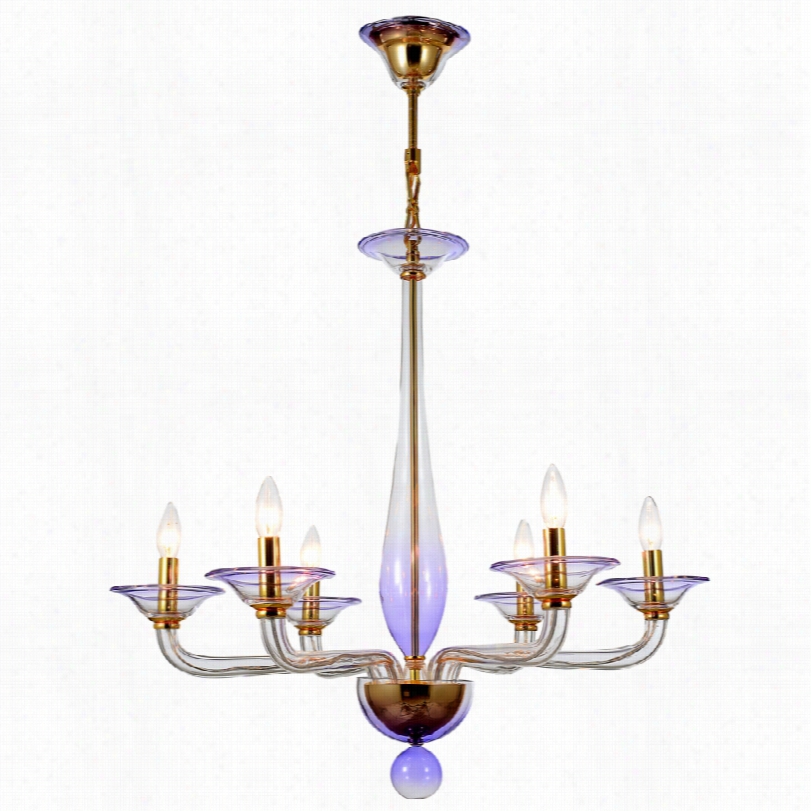 Contemporary Crystorama Lighting Stella Amethyst Gold Chandelier