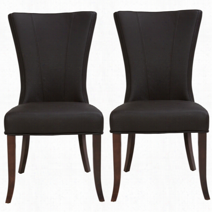 Contemporary Danica Dark Brown Set Of 2 Uupholsterde Dining Chair