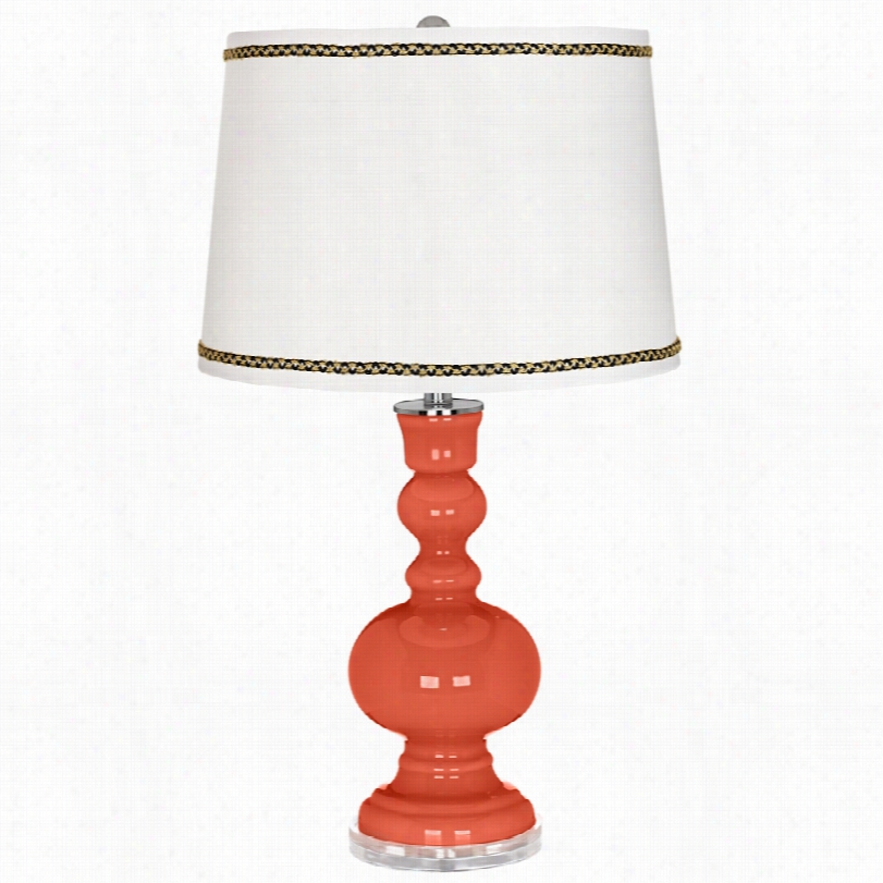 Contmporary Dairng Orange Apohecary Synopsis Lamp With Ri-rac Trim