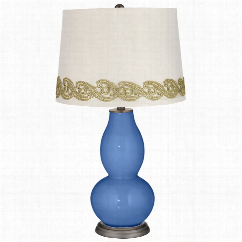 Contemporaru Dazzle Fold Gourf Table Lamp With Vine Lace Trim