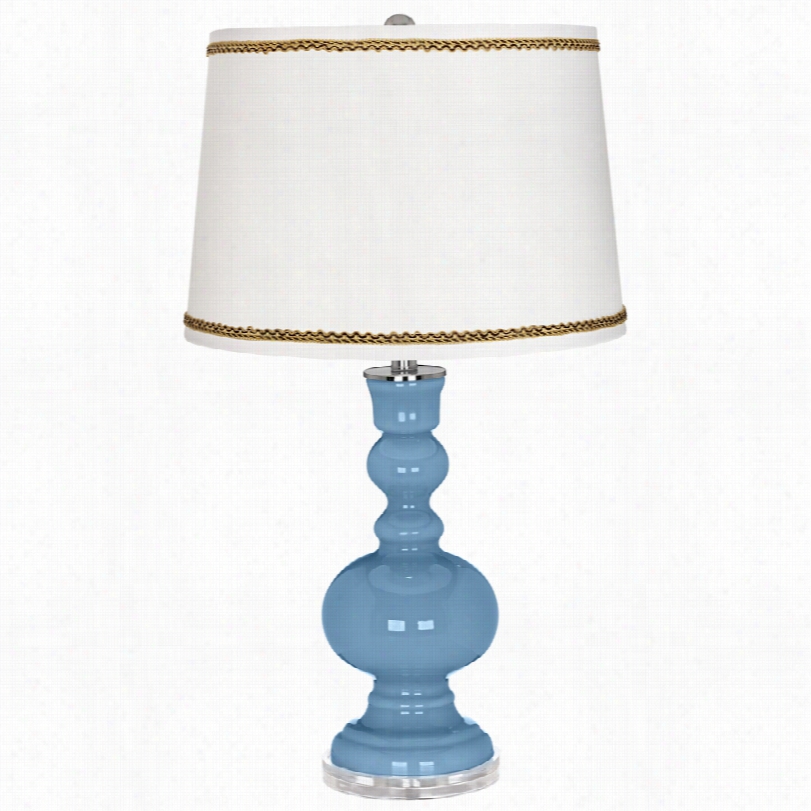 Contemporary Dusk Blue Apothecary Table Lamp With Twist Scroll Trim