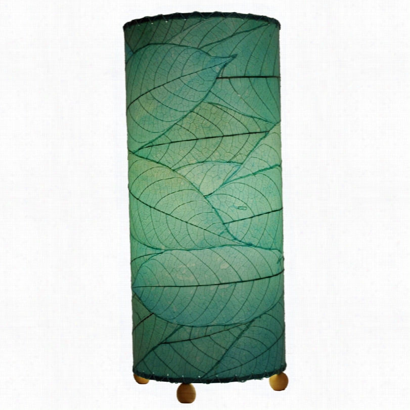 Contemprary Eangee Cylinder Sea Blue Cocoa Leaves Uplight Table Lamp