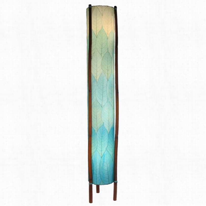 Contemporary Angee Giany Hue Sea Azure Cocoa Leaves Tower Floor Lamp