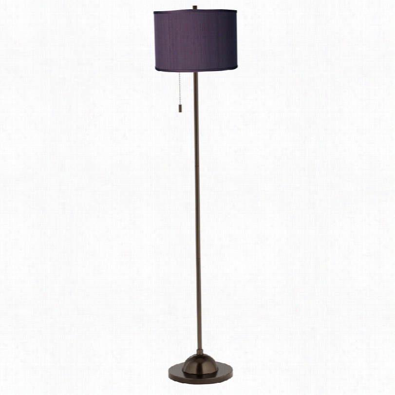 Contemporary Eggplaant Textured Ssilk With Brnoze 6 2-inch-h Club Floor Lamp