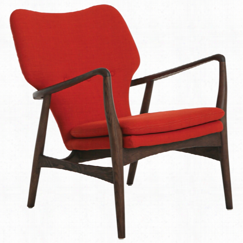 Contemporary Elizabeth Red Upholstered Walnut Frame Club Chair