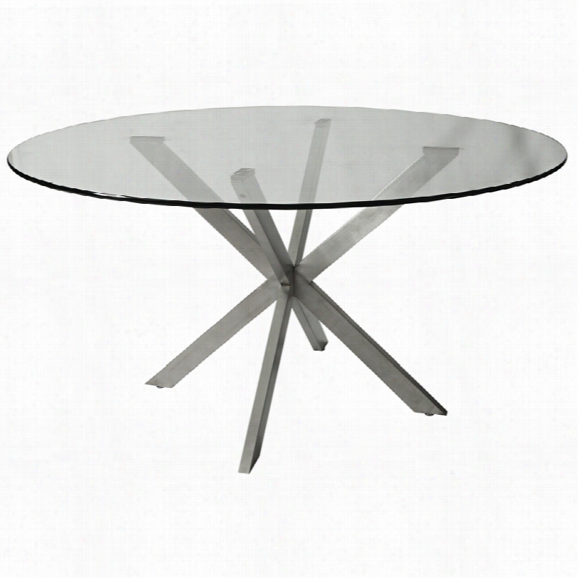 Contemporary Eritrea Glass And Stanless Knife Dining Table -6-inches- W