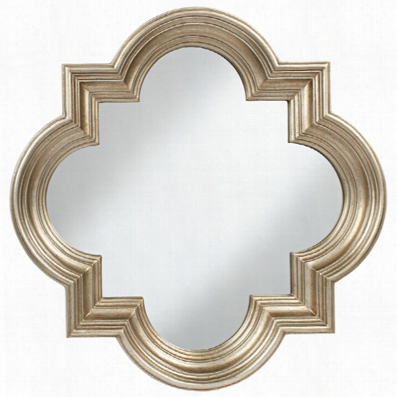 Contemporary Farley Antique Silver Quattrefoil Mirror-34 1/2x34 1/2