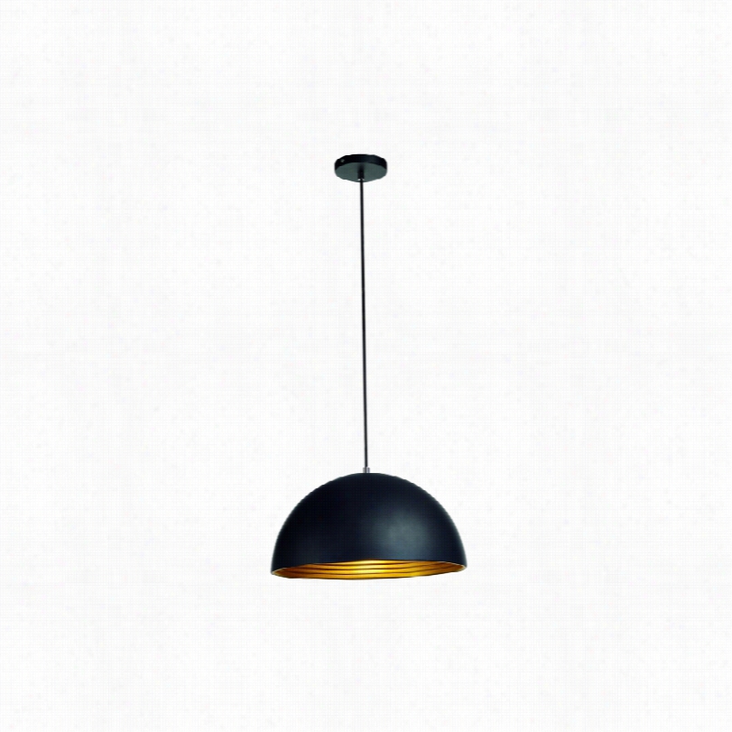 Contemporaary Forchini 6"t" Wide Black And Gold Ddome Pendant