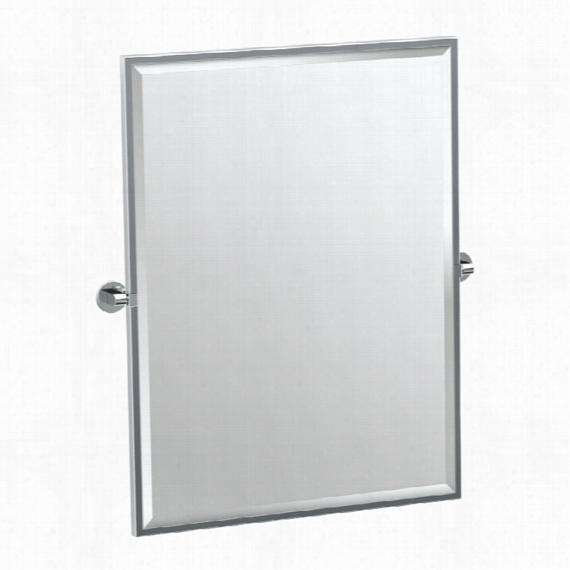 Contemporary Gatco Zone Modern  Chrome Rectangle Wall Mirror-28x32 1/2