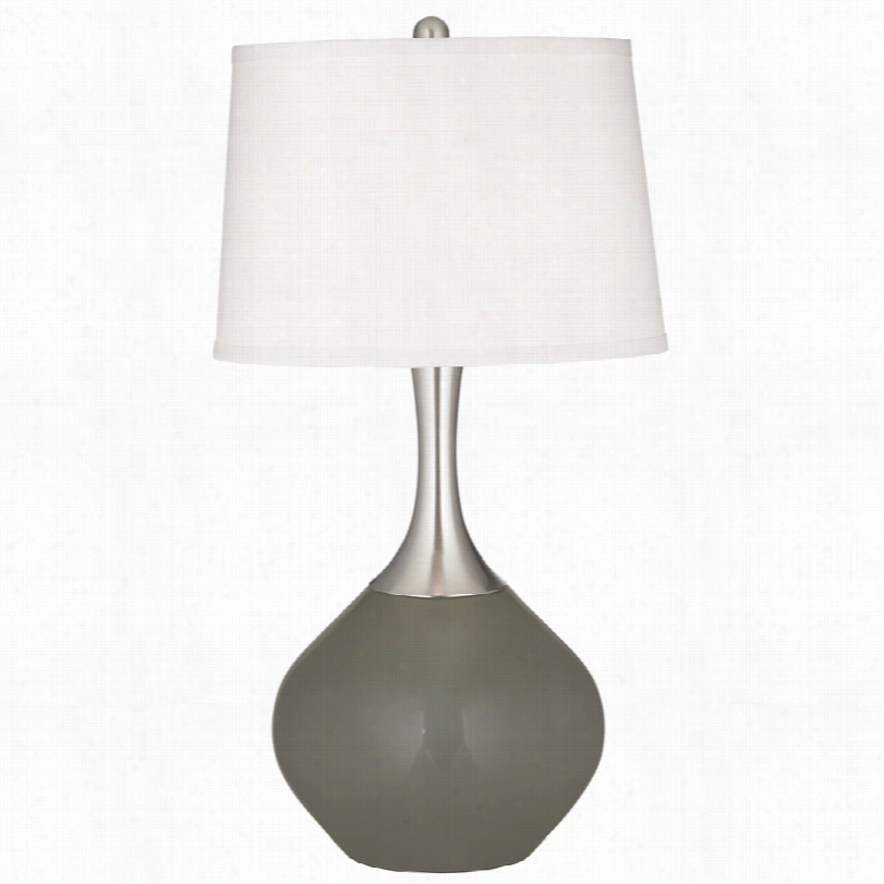 Contemporary Gauntlet Gra Ywith White Shade 31-inch-h Table Lamp