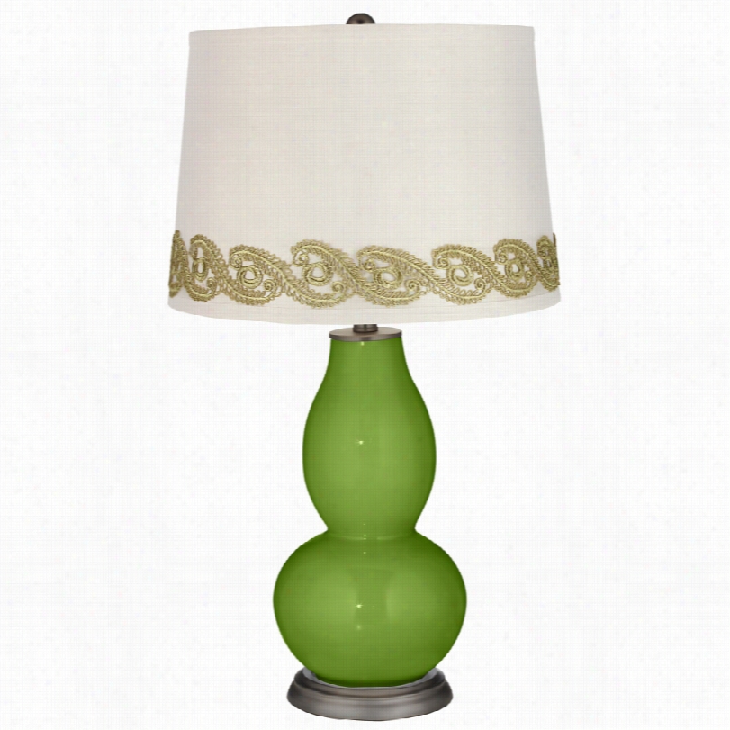 Cintemporary Gecko Double Gourd Slab Lamp With Vine Lace Dress