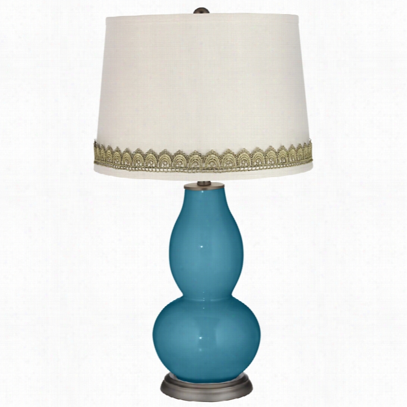 Contemporary Great Falls Double Gourd Table Lamp With Scaallop La Ce Trim