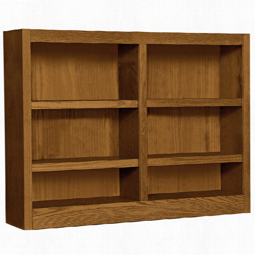 Contemporry Grundy Dry Oak  Doubel-wide 6-shelf Bookcase