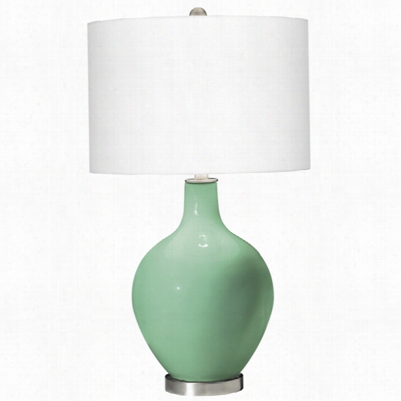 Contemporary Hemlock Green White Linen Shade 28 1/2inch-h Ovo Table Lamp