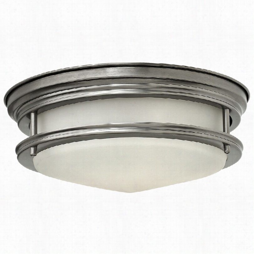 Contemporary Hinkley Hadley 12"" Wide Antique Nic Kel Opal Ceiling Light