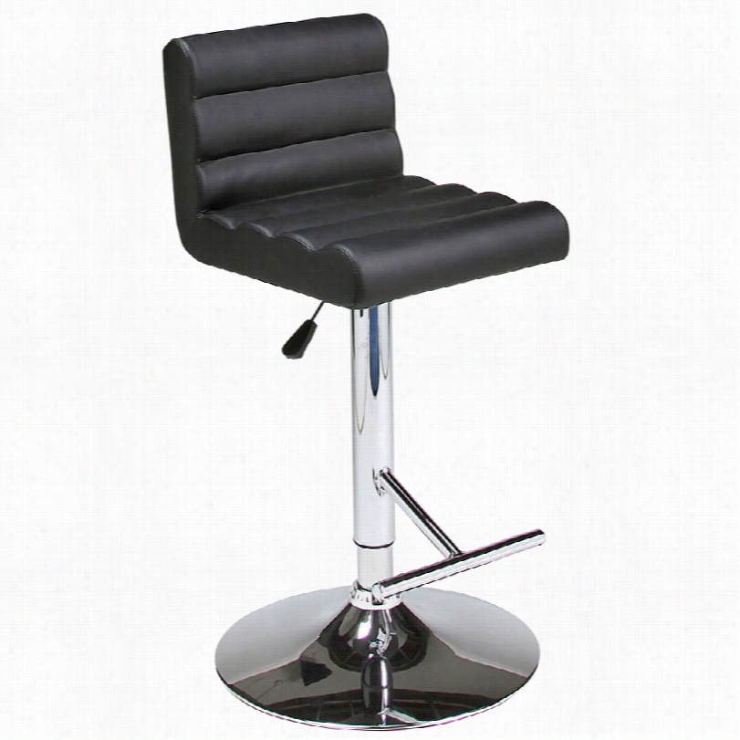 Contemporary Hizzoner Bllack And Chrome Hydraulic Adjustable Barstool