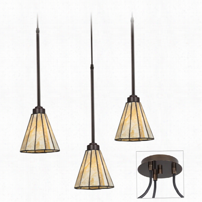 Contemporary Honey Glasss Tiger Borz Etriple Multi Light Pendant