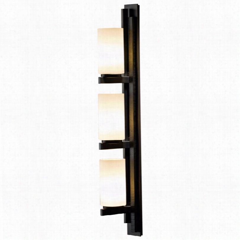 Contemporary Hubbardton Forge  Ondrian Dark Smoke Left Bath Wall Sconce