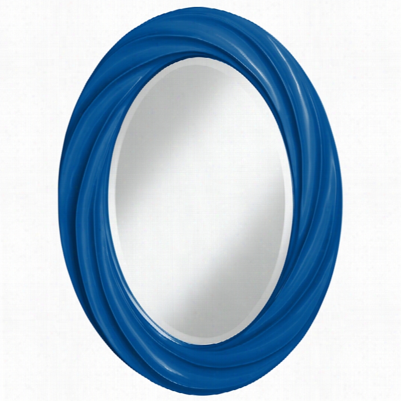 Contemporary Hyper Blue Oval Twist Coloor Plus Wall Mirror-22 X30