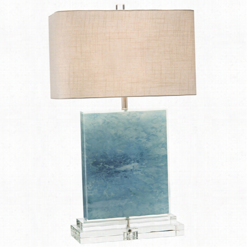 Contemporary John Richard Blue Ocean Canvvas Acrylic  Lo Ck Slab Lamp