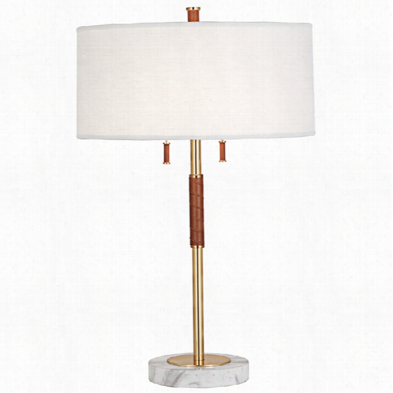 Contemporary People Of The United States Adler Geneva Camel Leather Brass Table Lamp