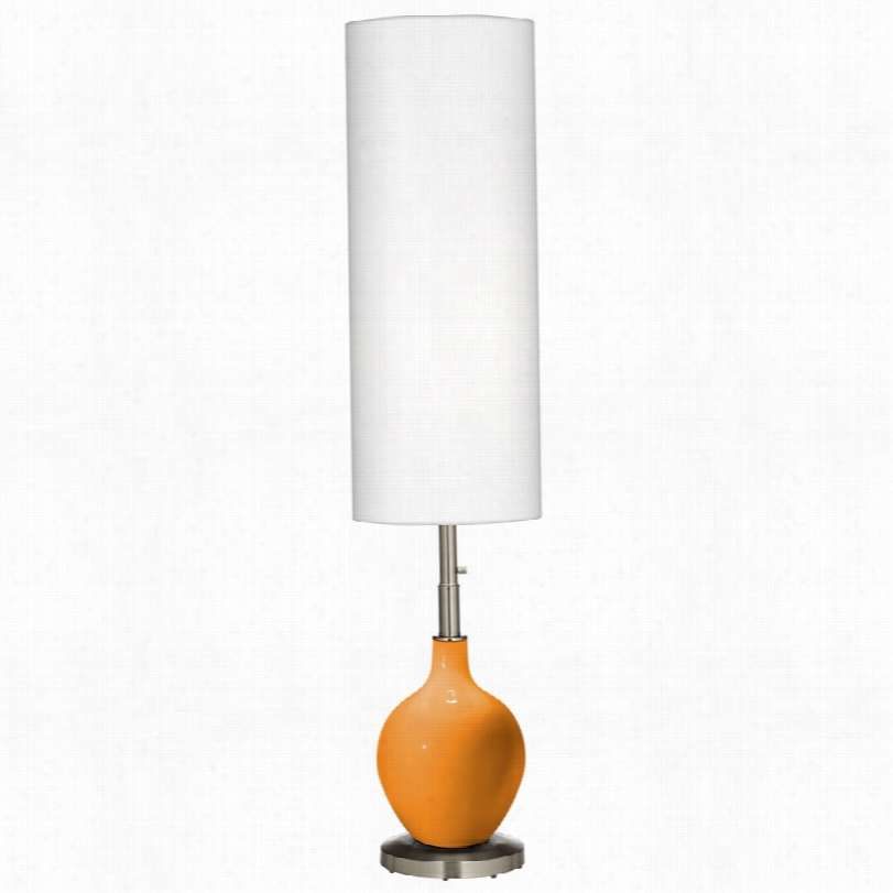 Contemporary Kids Stuff Orange White Linen Shade 60-inch-h Ovo Floor Lamp