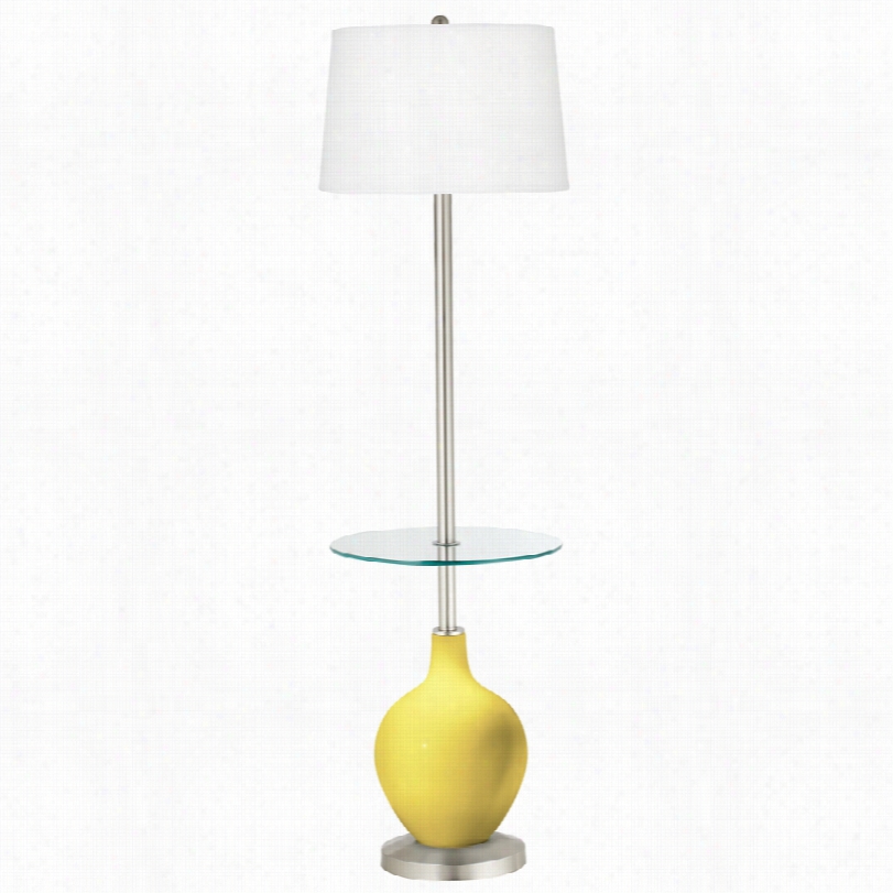 Contemporary Lemon Twist Yellow Tray Table 59-inch-h Ovo Floor Lamp