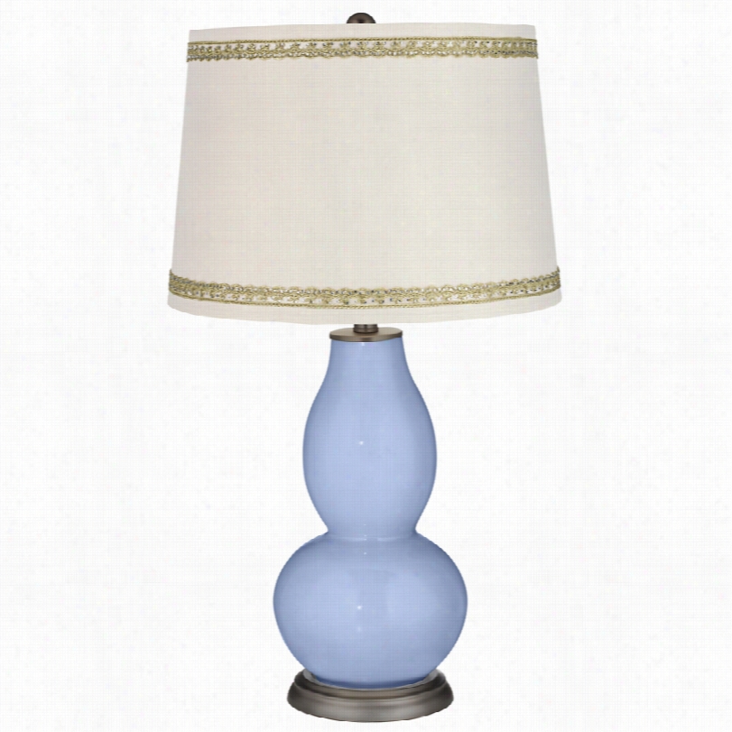 Conemporary Lilac Double Gourd Table Lamp With Rhinestone Lace Trim