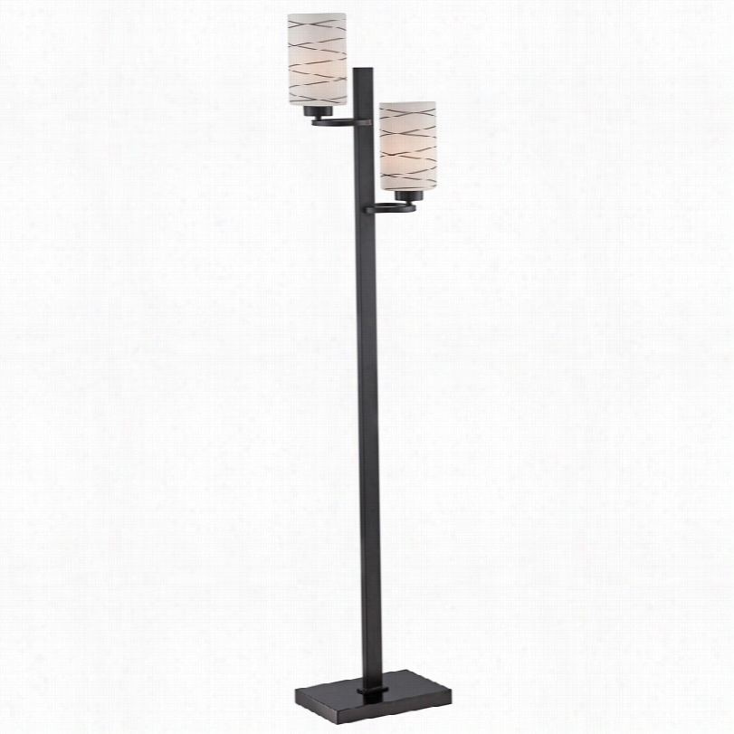 Contemporary L Ite Ource Tsukiko Glazed Black 2-light Flooor Lamp